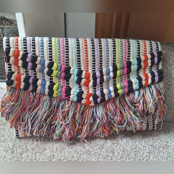 Stella & Dot Taj Bohemian Multicolored Fringe Clutch - Picture 1 of 6